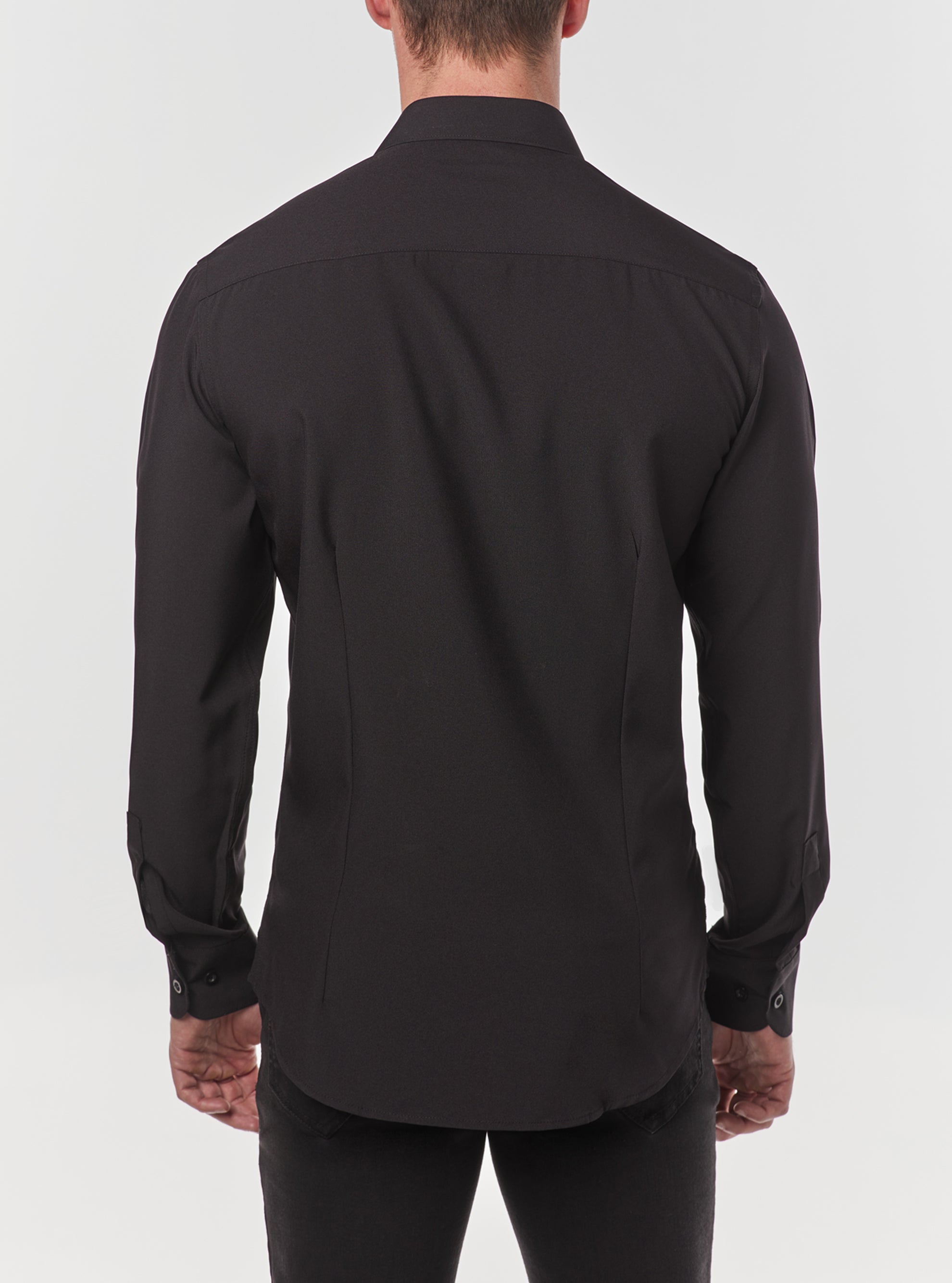 Plain black stretch shirt