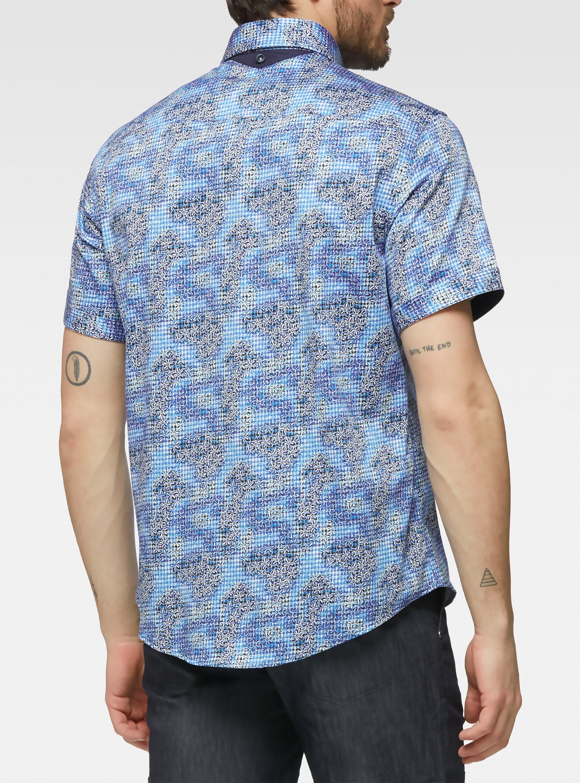 Gingham floral print shirt
