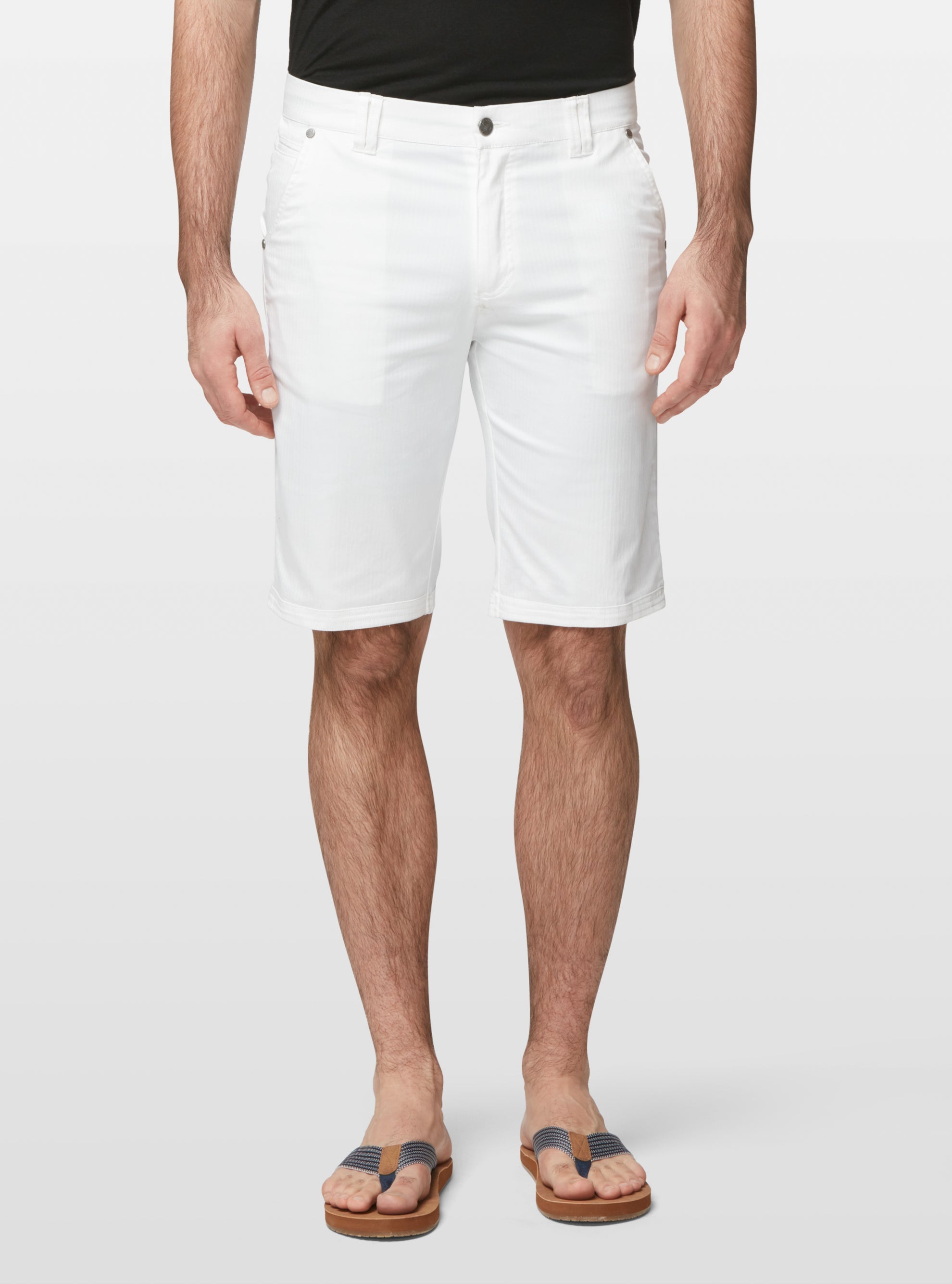 White herringbone Bermuda shorts