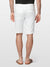 White herringbone Bermuda shorts