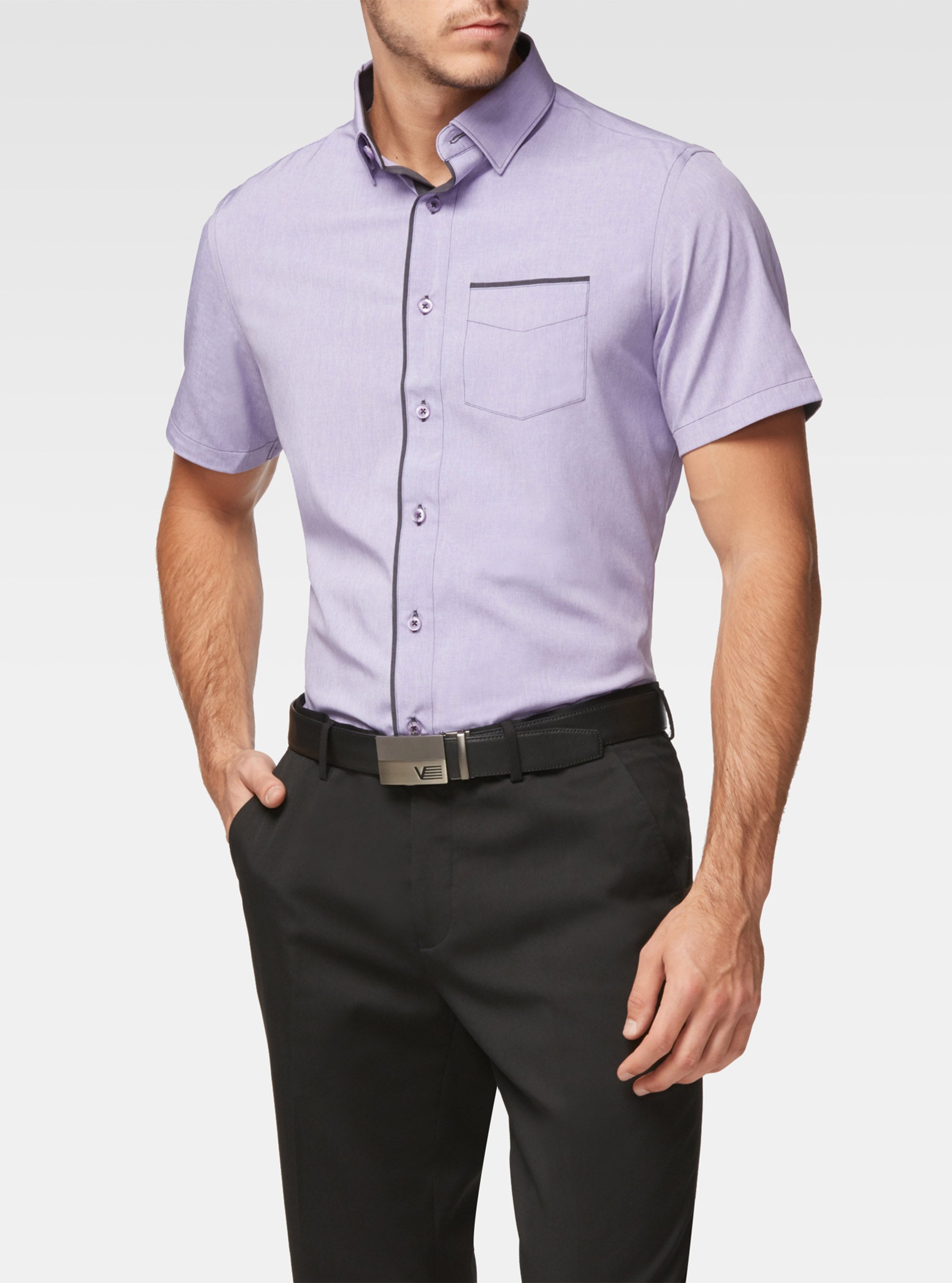 Short-sleeved stretch shirt Lilac