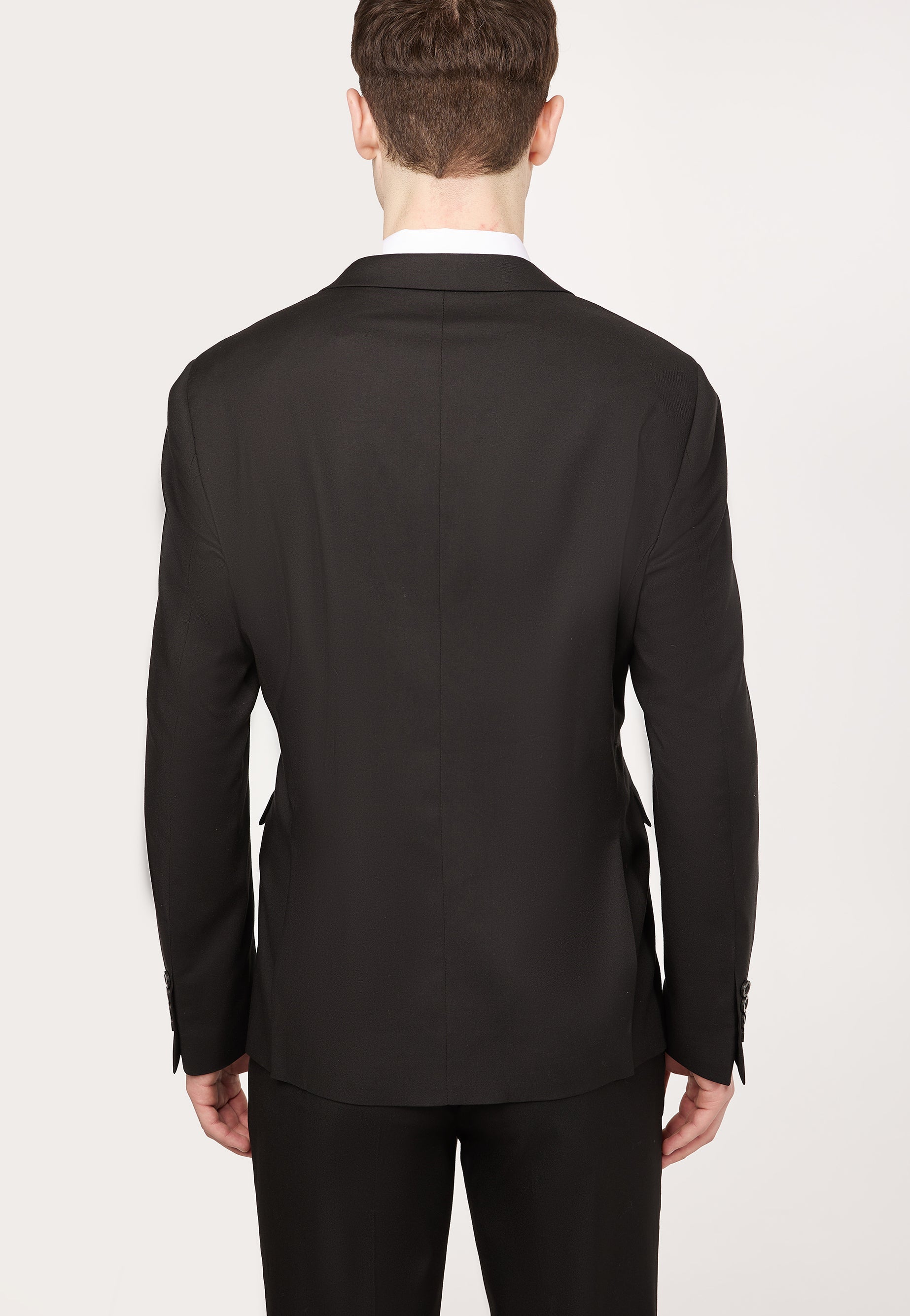 Plain black jacket semi-tailored cut